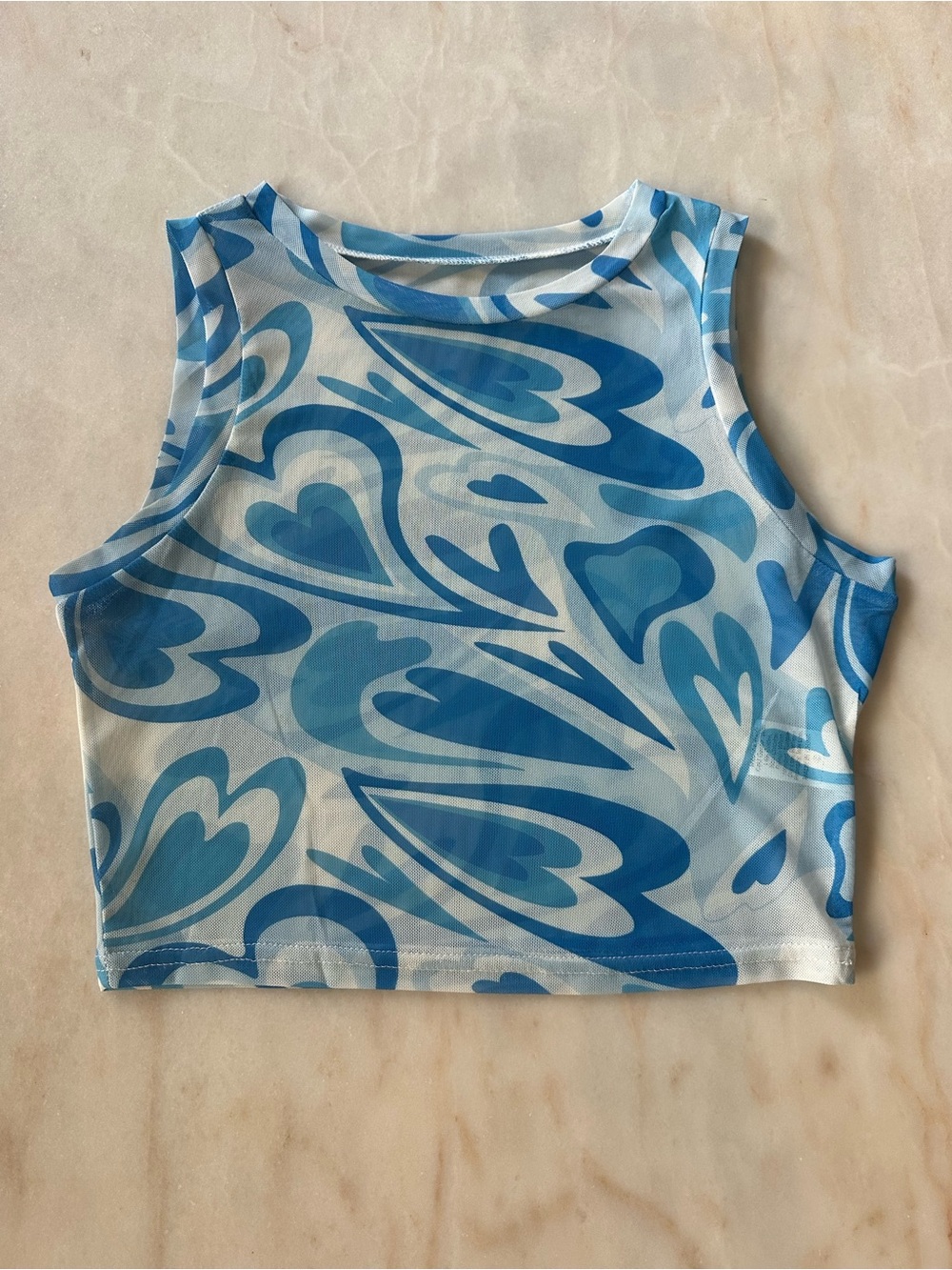 ROMWE Sheet Heart-Pattern Crop Tank